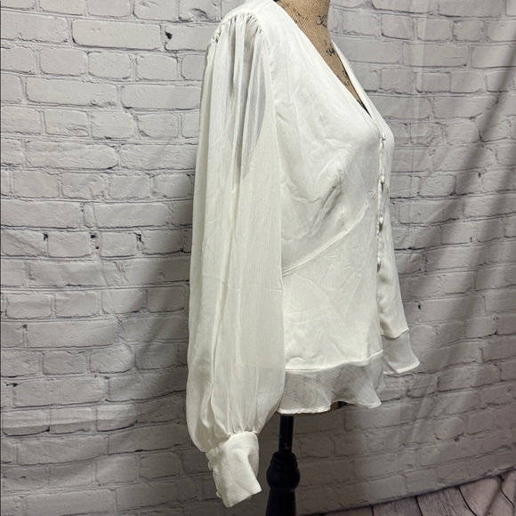 NWOT Nine West Cream Button-Down Blouse - Picture 7 of 12